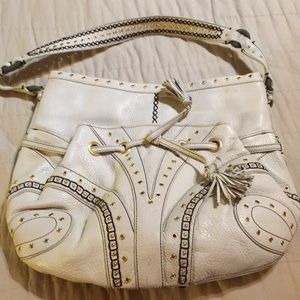 White leather hand bag